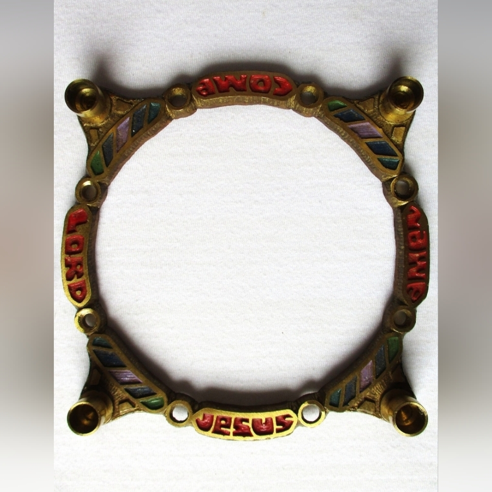 Terra Sancta Guild Candle Holder Religious Come Lord Jesus Amen Vintage Brass